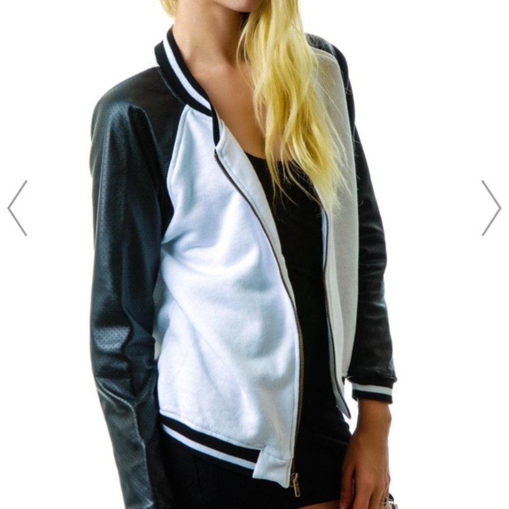 John Eshaya leather wool varsity jacket